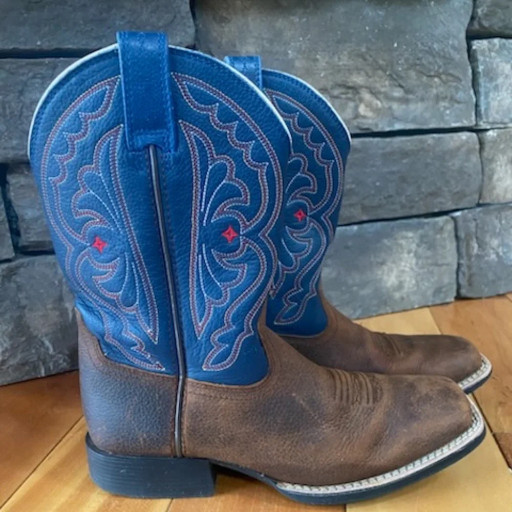 Ariat Quickdraw Square Toe Youth Kids Western Cowboy Boots - Picture 3 of 5